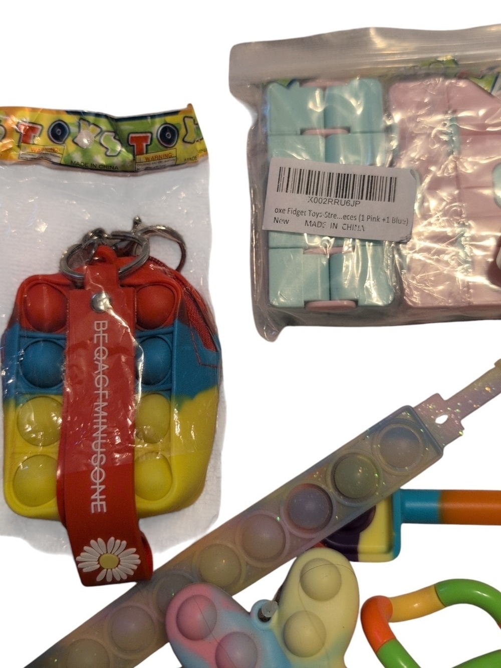 Oppo Pastel Rainbow Silicone Pop Fidget Toy Set - Blocks, Bracelets, Wallets - Picture 2 of 3